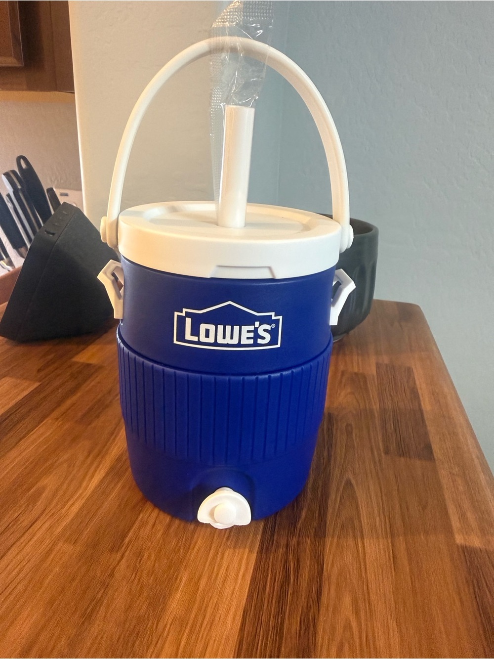 Lowe's Blue and White bucket cup